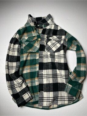 ADPT Men's Green & Black Plaid Flannel Shirt Jacket SIZE L